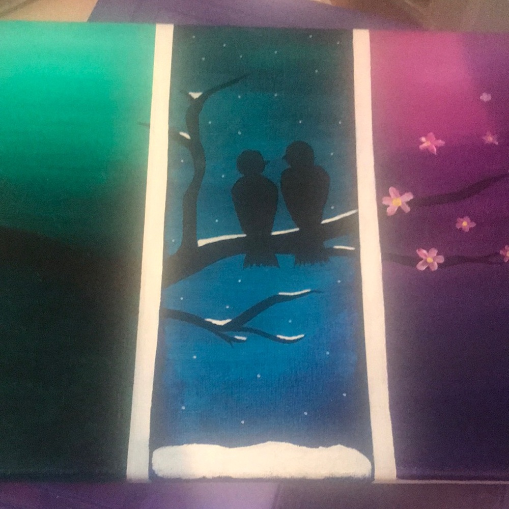 Colorful Bird Silhouette Canvas Art